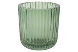 Cosy Home Set of 6 Ribs Crystal Candlesticks, Green, 9 x 9 x 9 cm