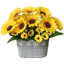 HOPEME Artificial Flowers Fake Sunflowers in Pot, Faux Silk Flowers Floral Table Centerpiece Decoration, Rustic Potted Greenery for Farmhouse Home Décor