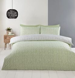 Rapport Home Helston Green & Grey Striped Reversible Duvet Cover Set - Single Size Microfibre Bedding with Pillowcase - Soft, Easy Care & Modern Design