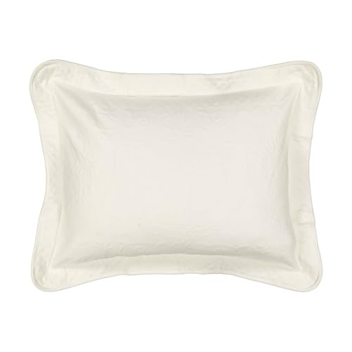 "HISTORIC CHARLESTON King Charles Modern Farmhouse Floral Matelasse Decorative Pillowcase, 100% Cotton Breathable Bedding, Standard Sham (20"" x 26""), Ivory"