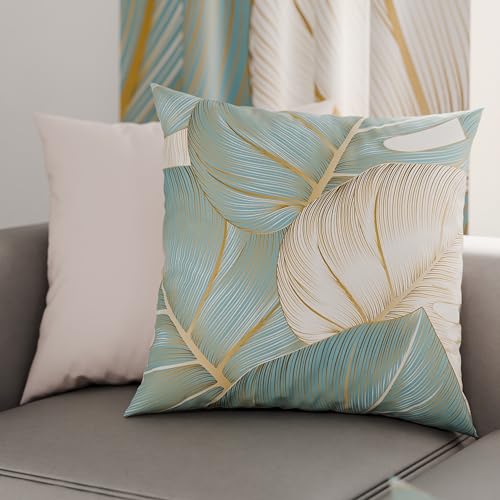PETTI Artigiani Italiani - Pair of Pillow Cases 80 x 80 cm in Microfibre, Cushions for Bedroom Furniture, Sofa, Living Room, Set of 2 Cushion Covers, Tropical Light Blue O Pillowcase, 100% Made in