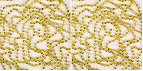 7.2m (24ft) Gold Shiny Christmas Bead Chain Metallic Xmas Beaded Garland Artificial Pearls Tinsel For Christmas Tree Hanging Decorations DIY Art & Crafts Jeweller (Pack of 2)