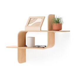 Umbra Montage Floating Wall Shelf Display Case, Made of Natural Bent Wood, Natural