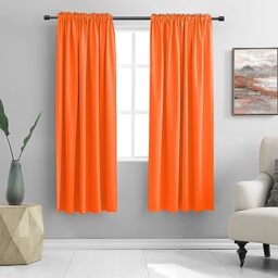 DONREN 72 Inch Long Room Darkening Bedroom Curtains - Tangerine Orange Blackout Thermal Insulated Window Treatment Drapes for Livingroom Door Curtains,W 52 x L 72,2 Panels