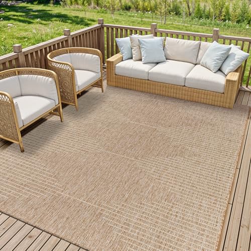 Livabliss Dolly Sevilla Indoor Outdoor Carpet 200x275 cm, Living Room, Dining & Kitchen, Waterproof, Stain Resistant, Durable Boho Style, Brown Beige
