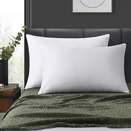 LOSAFEFE 100% Cotton Zippered Pillow Cases Queen Size Set of 4, Super Soft & Breathable Pillow Protectors with Zipper, White Pillow Case Covers 20x30 Inches