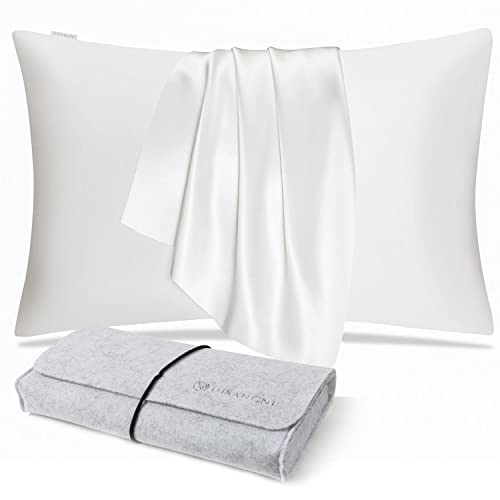 DISANGNI 100% Natural Mulberry Silk Pillow case for Hair and Skin with Hidden Zipper 22 Momme Both Sides Real Silk Pillow Case (1pc 50x75cm, White)