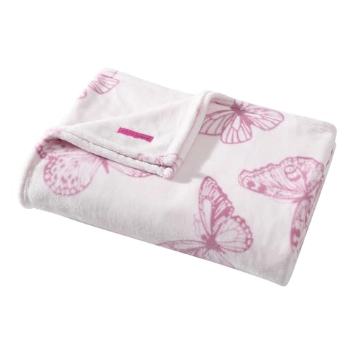 Betsey Johnson - Twin Blanket, Lightweight & Warm Plush Bedding, All Season Home Decor (Malachite Butterfly Pink, Twin)
