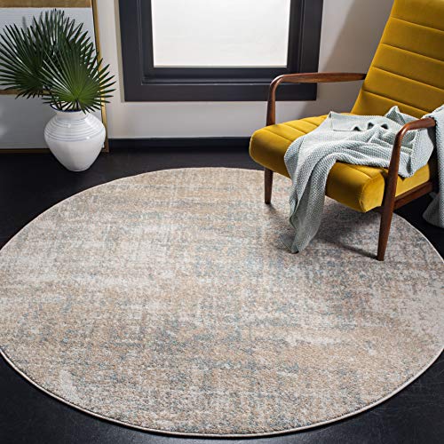 Safavieh Contemporary Rug for Living Room, Dining Room, Bedroom - Adirondack Collection, Short Pile, in Beige and Slate, 201 X 201 cm