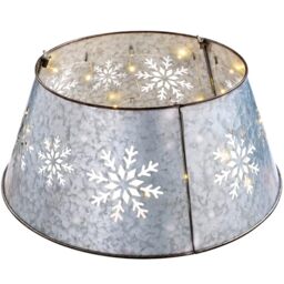 WeRChristmas Metal Christmas Tree Collar with Pre-Lit Snowflake Design, Silver, 55 cm