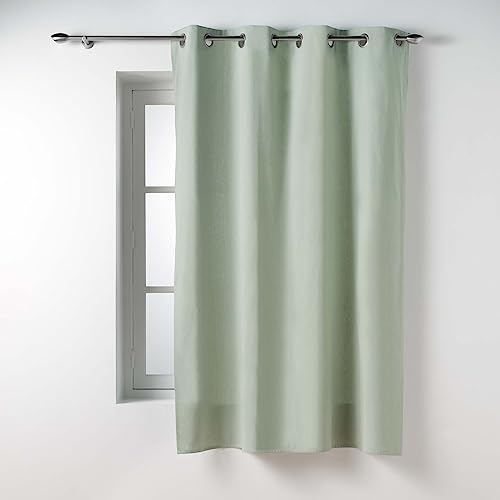 Douceur d'Int??rieur Twily Eyelet Curtain (135 x 180 cm) Sage Cotton Recycled Polyester