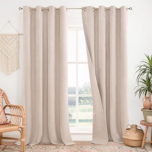 BGment Total Blackout Curtains for Bedroom 96 Inch Long - Linen Textured Thermal Insulated Sunlight Blocking Lightweight Bronze Grommet Window Drapes for Living Room, 2 Panels, 52 x 96 Inch