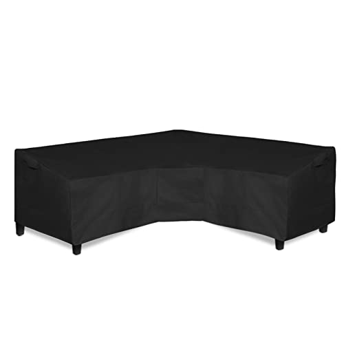 "Easy-Going Patio V-Shaped Sectional Sofa Cover, Waterproof Outdoor Sectional Cover,Heavy Duty Garden Furniture Cover with Air Vent 100"" L (on Each Side) x 33.5"" D x 31"" H, Black"