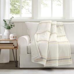 "Lush Decor Throw Blanket Farmhouse Stripe, 60"" x 50"", Yellow"