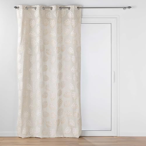 Douceur d'Intérieur, Curtain with Eyelets 140 x 240 cm Evasion Printed Polycotton Metallic
