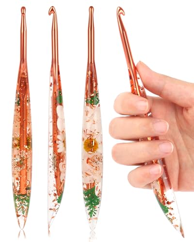 Coopay Crochet Hook, 5.5mm Ergonomic Crochet Hook with Floral Plastic Grips - Long Crochet Needles for Crocheting,Stylish and Unique, Ideal for Crocheting Blankets, Dolls, Shawls, Hats, Scarves (I-5.5mm)