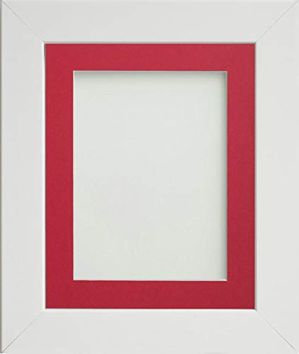 Frame Company Watson Range White A2 Picture Photo Frame with Red Mount for Image A3 *Choice of Sizes* Fitted with Perspex