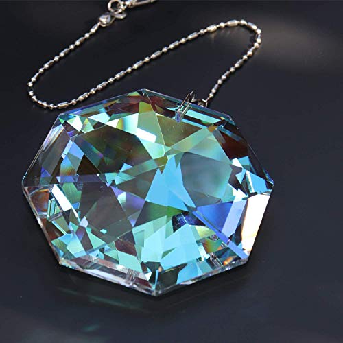 Hanging Crystal Suncatcher With Life Tree & Stone Beads – Window Prism Decor, Rainbow Maker