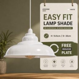 LEDSone 32CM Metal Ceiling Lamp Shade, Easy Fit Pendant Light for Bedroom, Hallway, Cafe, Restaurant, Modern Industrial Light Fixture, Stylish Pendant for Home & Commercial Spaces. (White)