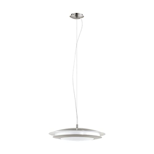 Eglo Connect LED Pendant Light Moneva-C, 1 Flame Hanging lamp, Made of Steel and Plastic in Nickel matt, White with Colour Temperature Change (Warm, Neutral, Cold), RGB, dimmable, Ø 48.5 cm