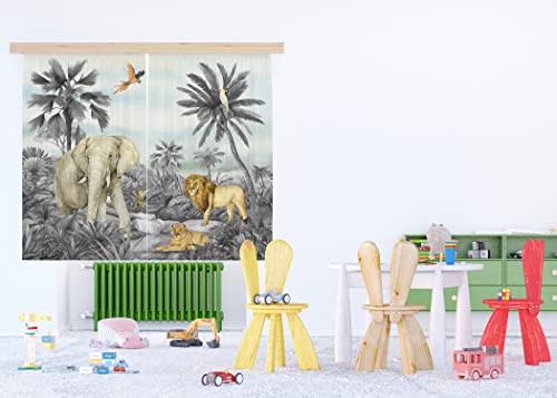 AG DESIGN Jungle Decorative Photo Curtain 180 x 160 cm Polyester Semi-Transparent