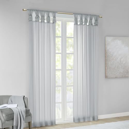 "Madison Park Voile Privacy, Filtering Drape for Bedroom and Apartment, Polyester, Light Grey, 50"" W x 84"" L (Pack of 2)"