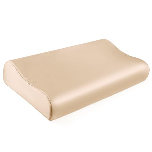 "THXSILK 19 Momme 100% Mulberry Silk Pillowcase for Contour Memory Foam Pillow, Contour Pillow Case Cover, Cervical Pillow Case, Pack of 1(Champagne, 20""x12""x3.9""/2.7"")"