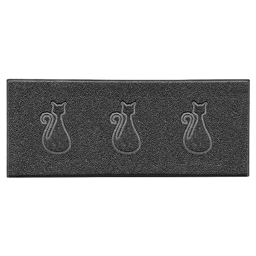 Nicoman Cat Embossed Shape Door Mat Dirt Trapper PVC Spaghetti Mat Washable Quick Drying Barrier Doormat-Dark Grey (Watertight Rubber-Back)-Runner (150x60cm)