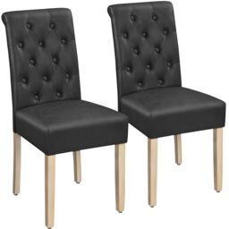 Yaheetech Faux Leather Dining Chairs Set of 2 with High Back, Dark Grey