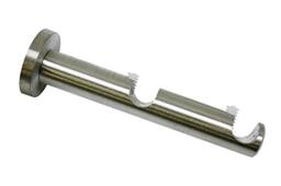 Gardinia Double Support with Metal Mounting Plate for Curtain Pole with Diameter 12 mm, 2-Track Open, New York Series, Metal, Stainless Steel