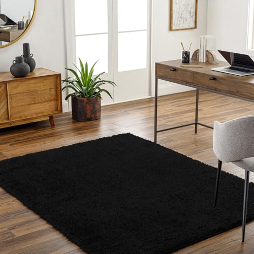 Livabliss Soso Shaggy Carpet 120x180 cm, Soft Plush Thick Pile for Living Room & Bedroom, Neutral Berber Boho Design, Easy Care, Black