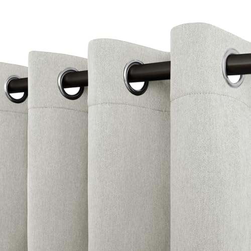 Easy-Going Linen Look Blackout Curtain 96 Inch Length Grommet Window Curtain Drapes for Bedroom, Living Room Thermal Insulated Room Darkening (Set of 2 Panels, Light Gray)