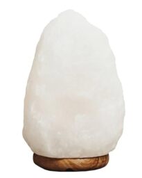 Premier Housewares White Natural Salt Lamp Irregular Shape Desk Lamp with Calming White Glow Wooden Table Lamp Wood Base 23cm x 12cm x 12 cm