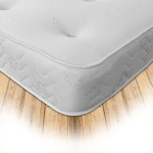 Starlight Beds Hand Tufted Single Mattress – Sprung Single Memory Foam Mattress, 20cm Deep, White (3ft x 6ft3)