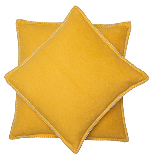 David Fussenegger Cushion Cover Mustard Decorative Cotton Fluffy Soft 50 x 50 cm