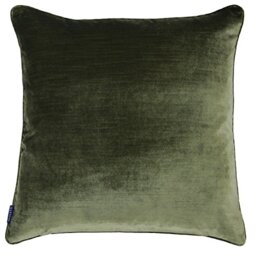 "Riva Paoletti Luxe Velvet Cushion Cover - Olive Green - Soft Velvet Feel Fabric - Reversible - Hidden Zip Closure - Machine Washable - 100% Polyester - 55 x 55cm (22"" x 22"" inches)"