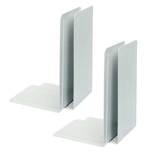 Alco-Albert 4303-10-4 Metal Bookends, Pack of 4, White, 14 x 24 x 13 cm, for School, Office and Home