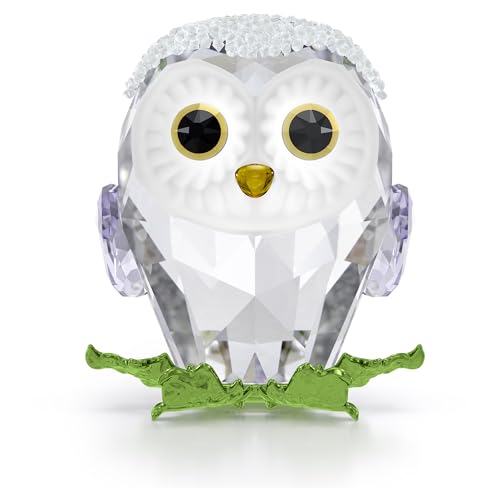 Swarovski Idyllia Baby Owl Figurine, Clear Crystals And Crystal Rocks With Lacquered Metal Accents, Part Of The Idyllia Collection