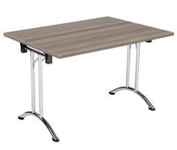 Office Hippo Folding Office Table, Sturdy & Stylish Computer Table Desk, Work Table For Home Office, Versatile Foldable Table For Meeting Room or Boardroom, 5 Year Guarantee - Grey Oak/Chrome