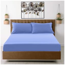 GC GAVENO CAVAILIA Plain Single Fitted Sheet - Breathable Soft Polyester Fabric - 38cm Deep Fitted Single Sheet - Easy Care & Fade Resistant Bottom Bed Sheets (91x190 cm) - Sky Blue