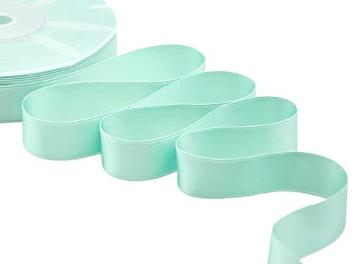 Furlanis - Double Satin Ribbon, Decoration, Gift, Christmas Packing, Wedding, Party, Made in Italy - Aquamarine Green, 25 mm x 25 m