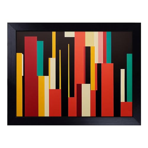 Lap Tray with Bean Bag Cushion, Energising Modern Abstract Art - Handmade in the UK, Raised Wooden Edge, Padded Cushion, Heat-Resistant Wipe-Clean Surface, for Meals, Laptops and Crafts
