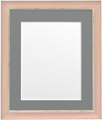 FRAMES BY POST Nordic Distressed Picture Photo Frame, Recycled Plastic, Pink with Dark Grey Mount, 10 x 8 Image Size 8 x 6 Inch