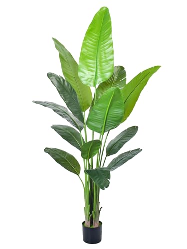 haihong 6FT Artificial Bird of Paradise Plant,Faux Palm Tree Potted Plant with Real Touch Leaves,Fake Trees for Home Living Room Office Indoor Outdoor Decor(6FT-1Pack)