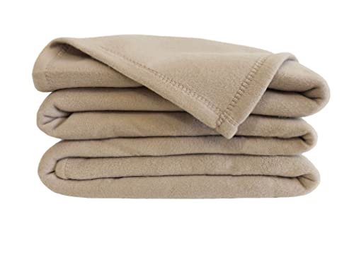 Poyet Motte Poleco Blanket in Polyester Fleece - Sand, polyester, sand, 220x180 cm