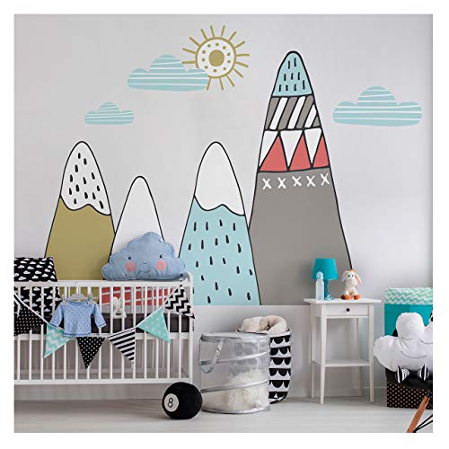 Ambiance Stickers Scandinavian Ivka Mountains Wall Decals, DIY Home Decor, Peel and Stick Removable Stickers, Waterproof and Self Adhesive Wall Art - H80 x L110 CM