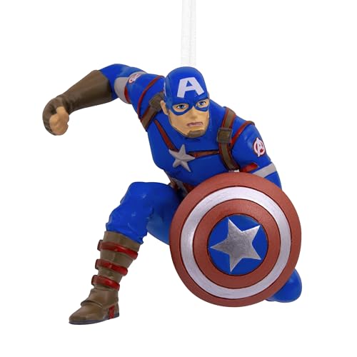 Hallmark Captain America Ornament, MARVEL Avengers Tree Decoration, Disney Hanging Ornament, Christmas Hanging Ornament, Gifts for Christmas, Red, White, Blue