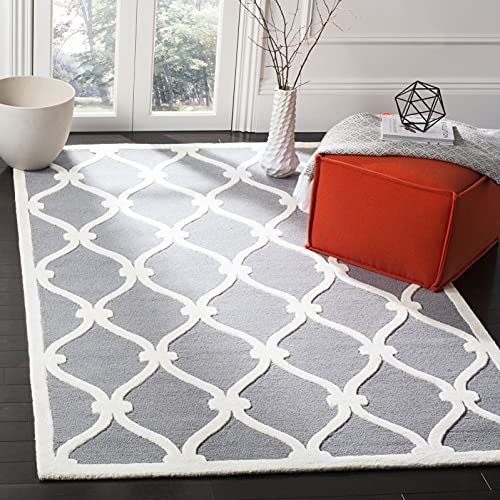 Safavieh Modern Indoor Hand Tufted Rectangle Area Rug, Cambridge Collection, CAM710, in Dark Grey / Ivory, 152 X 244 cm for Living Room, Bedroom or Any Indoor Space