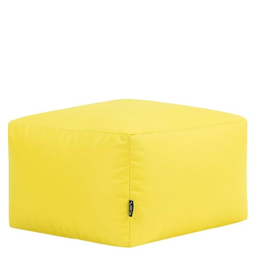 Bean Bag Bazaar Amara Bean Bag Outdoor Footstool, Yellow, 40cm x 24cm, Bean Bag with Filling Included, Garden Footstool, Foot Stool, Outdoor Pouffe