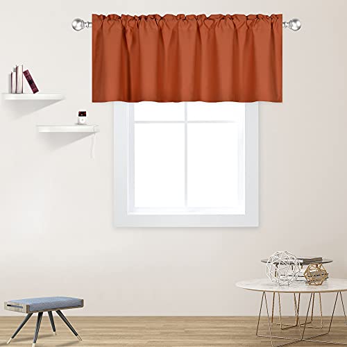 DECOVSUN Burnt Orange Valance for Windows 152 x 45 cm Solid Blackout Valance with Rod Pocket for Bathroom Living Room Terracotta
